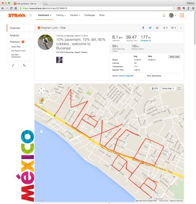 Mexico – ole! • Strava art and bike-writing by Stephen Lund on the streets of Bucerias, Nayarit, Mexico garmin gps cycling cyclist bicycle cobbles