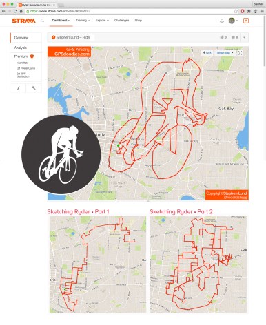 Tour de Victoria logo by GPS artist Stephen Lund in Victoria, BC, Canada GPS Garmin Strava art cyclist cycling creativity Ryder Hesjedal Team Cannondale-Garmin Tour de Victoria logo
