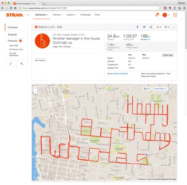 Happy birthday message and Strava art gift • Strava art and bike-writing by Stephen Lund on the streets of Victoria BC garmin gps cycling cyclist bicycle teenager
