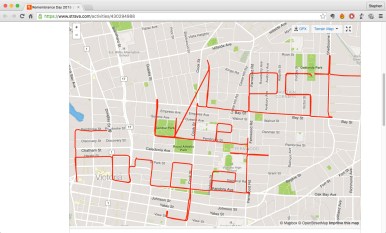 Remembrance Day poppy • GPS art and bike-writing by Stephen Lund on the streets of Victoria BC garmin gps cycling cyclist bicycle Lest We Forget
