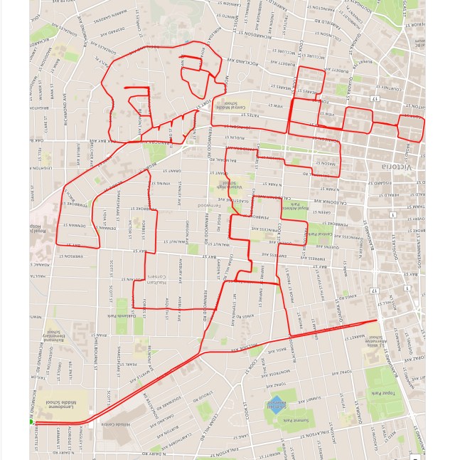 Halloween ghoul and graveyard by GPS artist Stephen Lund in Victoria, BC, Canada GPS Garmin Strava art cyclist cycling creativity urban art street art ghost scary boo